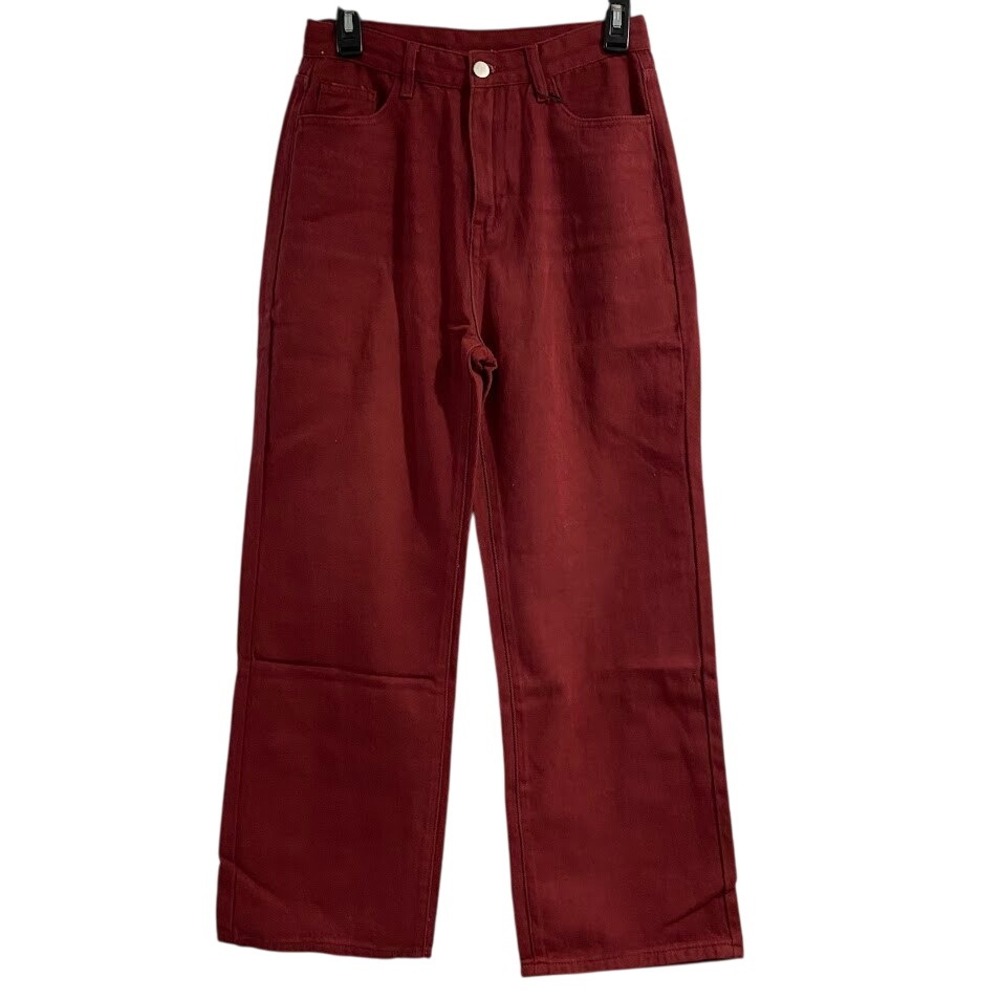 CIDER Wine Red Wide Leg High Waisted Jeans Women's Size S